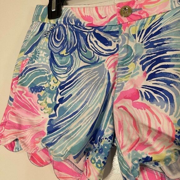 LILLY PULITZER Stretch Twill Buttercup 5inch Shorts "BEACH PLEASE" Size 00 - Picture 3 of 7